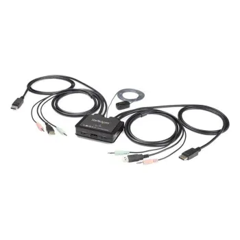 Switch Conmutador KVM StarTech.com - 2 Puertos DisplayPort USB - Cables Integrados - SV211DPUA4K