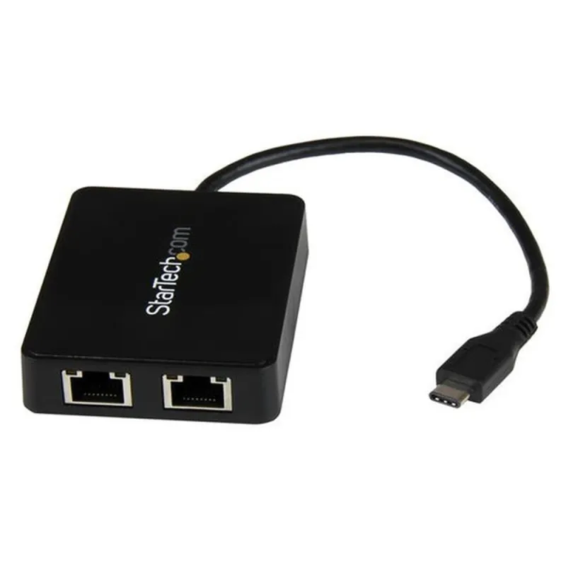 Adaptador de Red StarTech.com - USB-C a 2 Puertos Ethernet - Gigabit - Negro - US1GC301AU2R