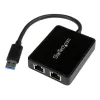 Adaptador Tarjeta de Red StarTech.com NIC Externa USB 3.0 2 Puertos Gigabit Ethernet RJ45 y Puerto USB - USB32000SPT