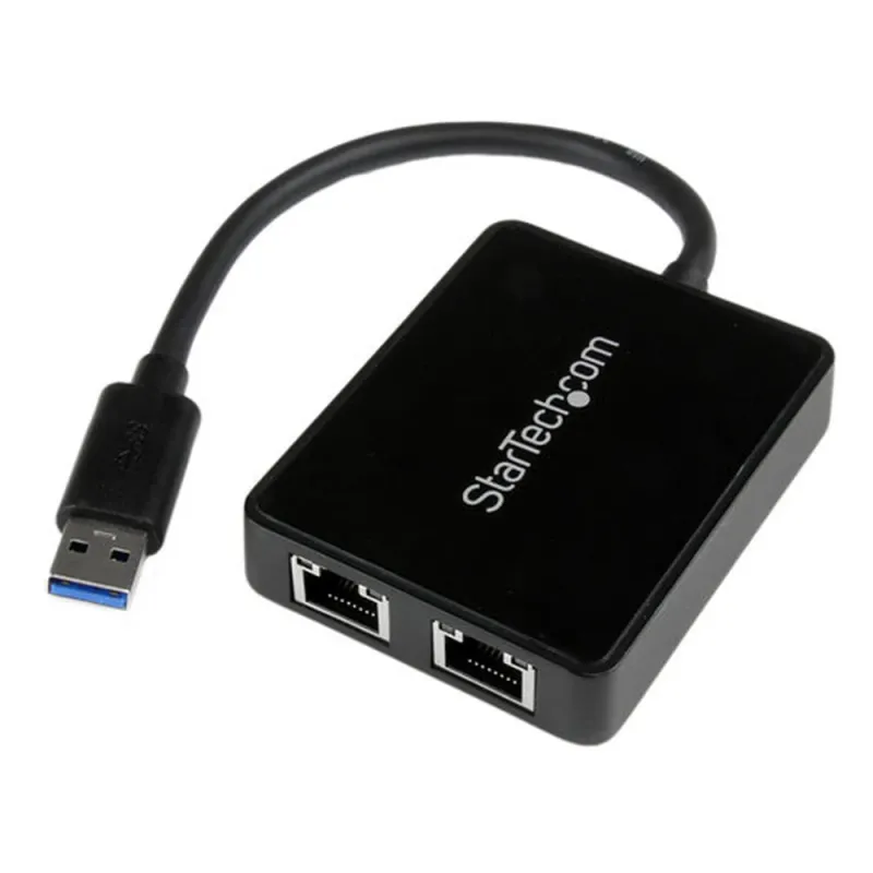 Adaptador Tarjeta de Red StarTech.com NIC Externa USB 3.0 2 Puertos Gigabit Ethernet RJ45 y Puerto USB - USB32000SPT