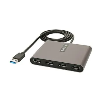 Adaptador de Video StarTech.com - USB 3.0 a 4xHDMI - 1Mts - Gris - USB32HD4