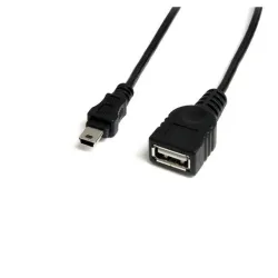 Cable USB StarTech.com - 30cm - Mini USB 2.0 a USB - Macho/Hembra - Negro - USBMUSBFM1 Cable USB StarTech.com - 30cm - Mini USB 2.0 a USB - Macho/Hembra - Negro - USBMUSBFM1