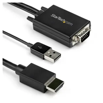 Adaptador StarTech.com VGA2HDMM2M - VGA a - HDMI - Alimentación USB - 2 Mts - 1080p - Negro - VGA2HDMM2M