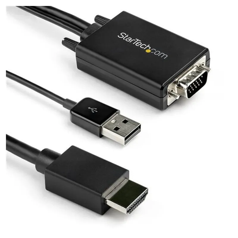 Adaptador StarTech.com VGA2HDMM2M - VGA a - HDMI - Alimentación USB - 2 Mts - 1080p - Negro - VGA2HDMM2M