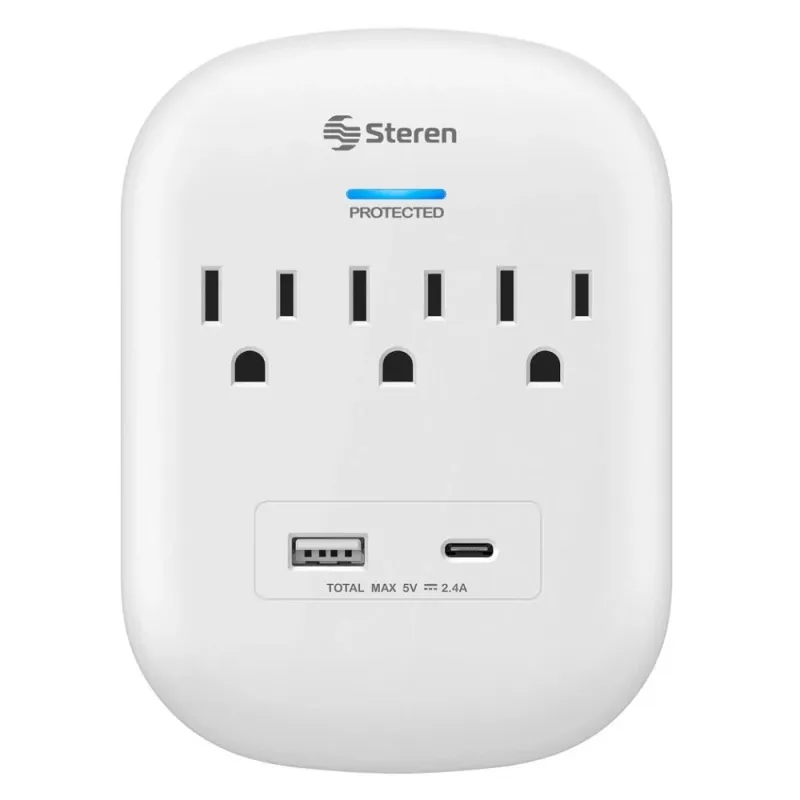 Supresor de Picos Steren 905-160 - 3 Contactos - 2 USB - 170J - 905-160