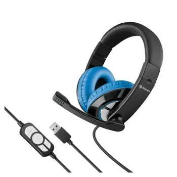 Diadema Steren AUD-536 - Alámbrico - USB - Negro con Azul - AUD-536