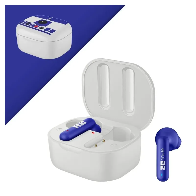 Auriculares Steren Star Wars - Inalámbrico - Bluetooth - Azul - Estuche Blanco con Azul - AUD-7470BL/SW