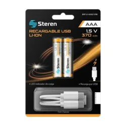 Pila Steren BAT-LI-AAA2 USB - AAA - Recargable - 2 Piezas - BAT-LI-AAA2 USB Pila Steren BAT-LI-AAA2 USB - AAA - Recargable - 2 Piezas - BAT-LI-AAA2 USB