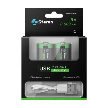 Pilas Recargables Steren BAT-LI-C2 USB - 3750 mWh - USB-C - BAT-LI-C2 USB