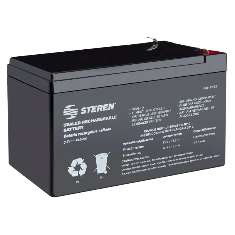 Batería de Reemplazo Steren BR-1212 - 12 Vcc - 12 Ah - BR-1212