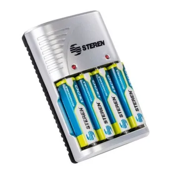 Cargador Steren CRG-020 - AA/AAA - Incluye 4 Pilas AA - CRG-020