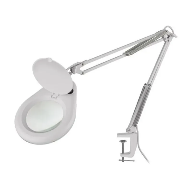 Lámpara Steren HER-740BL - Con Lupa - x5 - Brazo Flexible - Blanca - HER-740BL