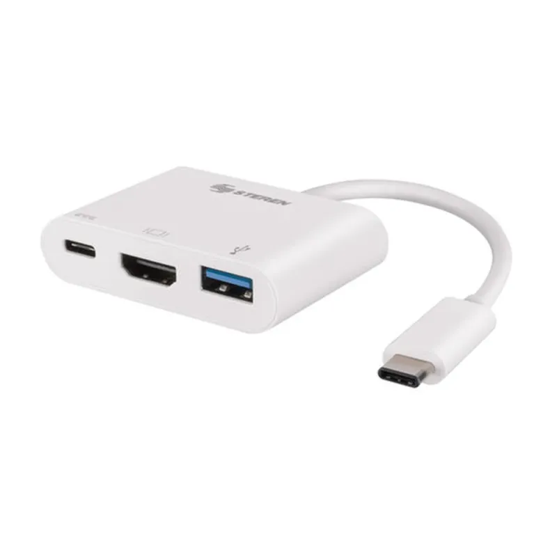 Adaptador Steren USB-471 - USB-C a HDMI / USB-C / USB 3.0 - Negro - USB-471
