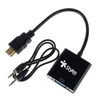 Convertidor HDMI/VGA Stylos STACHV1B - HDMI - VGA - AUX 3.5mm - 15cm - STACHV1B