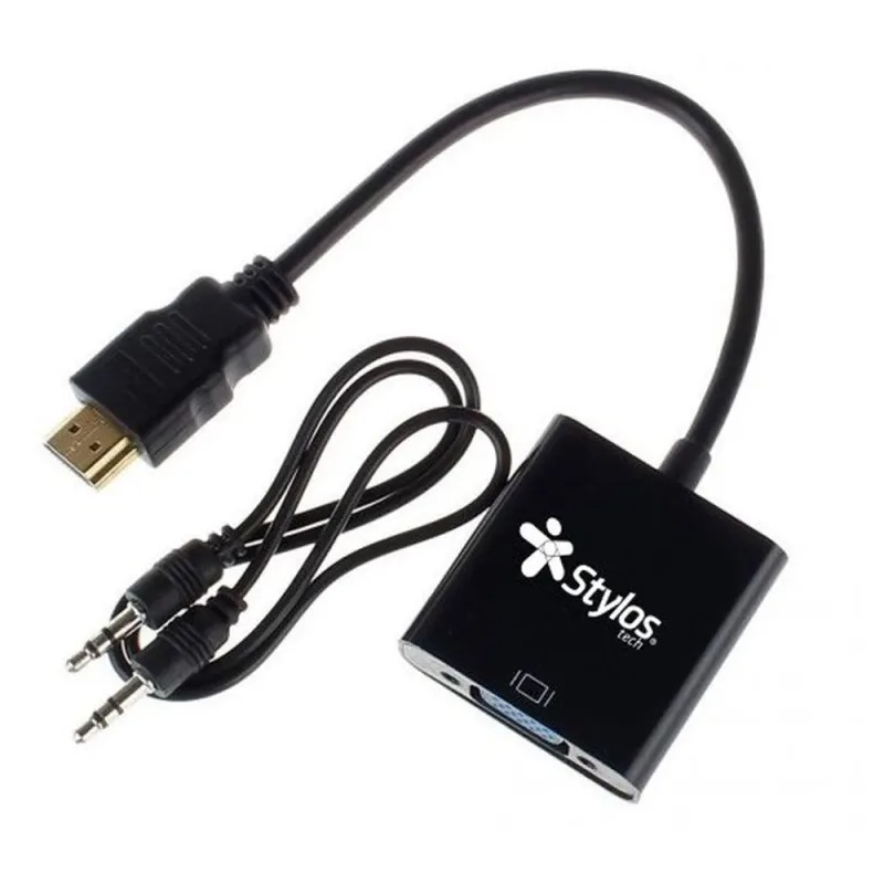 Convertidor HDMI/VGA Stylos STACHV1B - HDMI - VGA - AUX 3.5mm - 15cm - STACHV1B