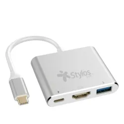 Hub USB Stylos HB001 - USB-C a HDMI / USB 3.0 / USB-C - Plata - STCBHUB31S Hub USB Stylos HB001 - USB-C a HDMI / USB 3.0 / USB-C - Plata - STCBHUB31S