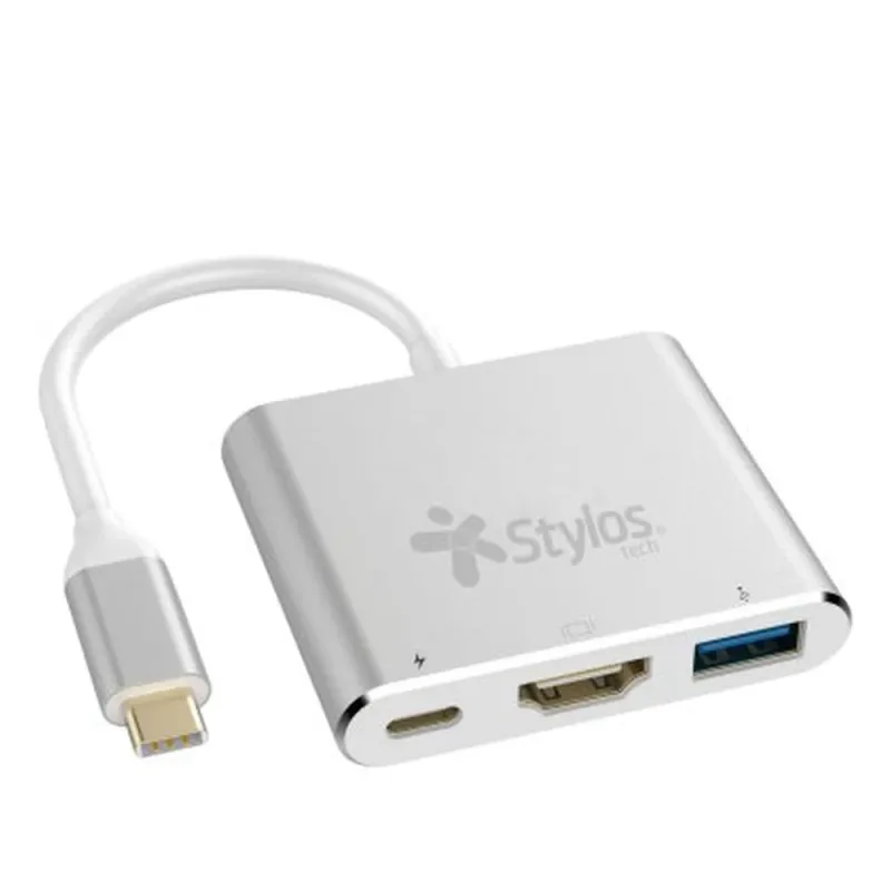 Hub USB Stylos HB001 - USB-C a HDMI / USB 3.0 / USB-C - Plata - STCBHUB31S