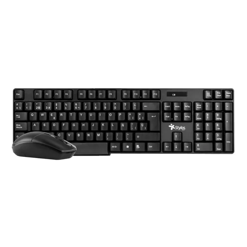 Kit de Teclado y Mouse Stylos STPKTM3B - Inalámbrico - USB - Español - Negro - STPKTM3B