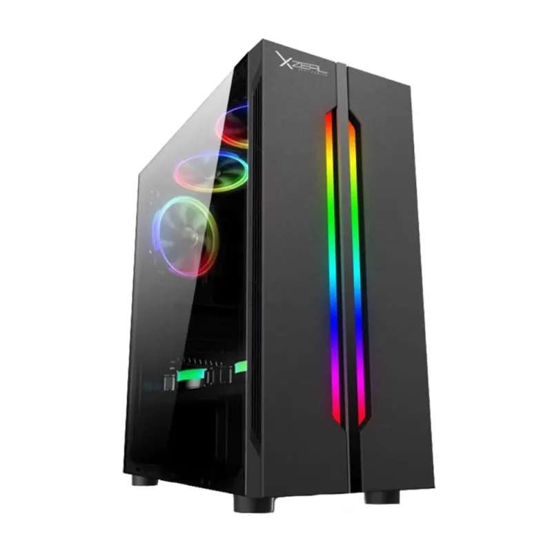 Gabinete Gamer Xzeal XZ120 - Media Torre - ATX/ M-ITX/ M-ATX - 3 Ventiladores - Ventana Lateral - RGB - Negro - XZCGB03B