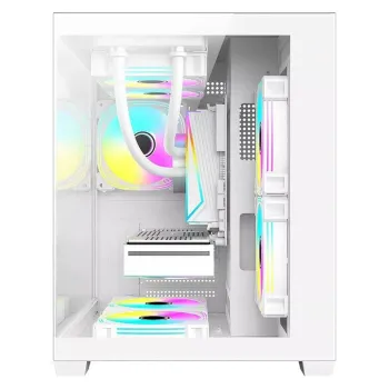 Gabinete Gamer XZeal PANZER II CUBO - Micro-ATX/Mini-ITX - 3 Ventiladores - Panel Lateral - Blanco - XZGAMC2W