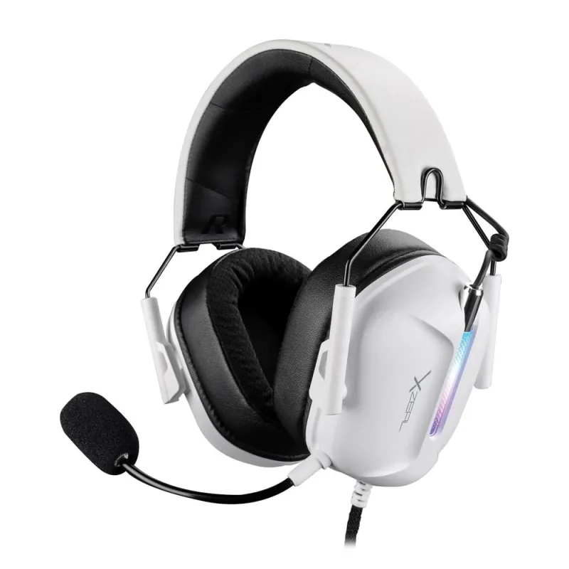 Diadema Gamer XZeal XZ-7010 - Alámbrico - Micrófono - Blanco - RGB - XZHSALRGB1W