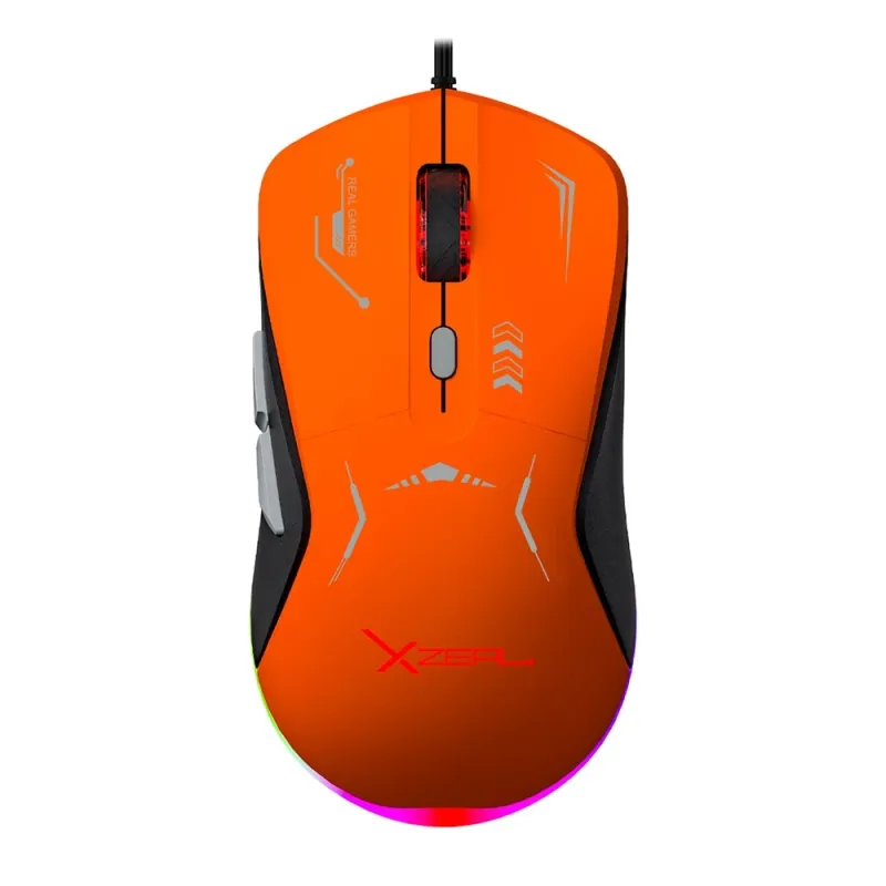 Mouse Gamer XZeal XZ-401 - Alámbrico - 6 Botones - Naranja con Gris - XZPM1NG