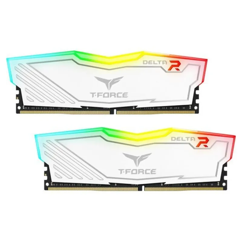 Memoria RAM TEAMGROUP T-Force Delta RGB - DDR4 - 16GB (2x8GB) - 3200MHz - UDIMM - Para PC - Blanco - TF4D416G3200HC16CDC01