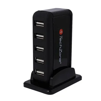 HUB TechZone TZ17HUB01 - USB - 7 Puertos - Negro - TZ17HUB01