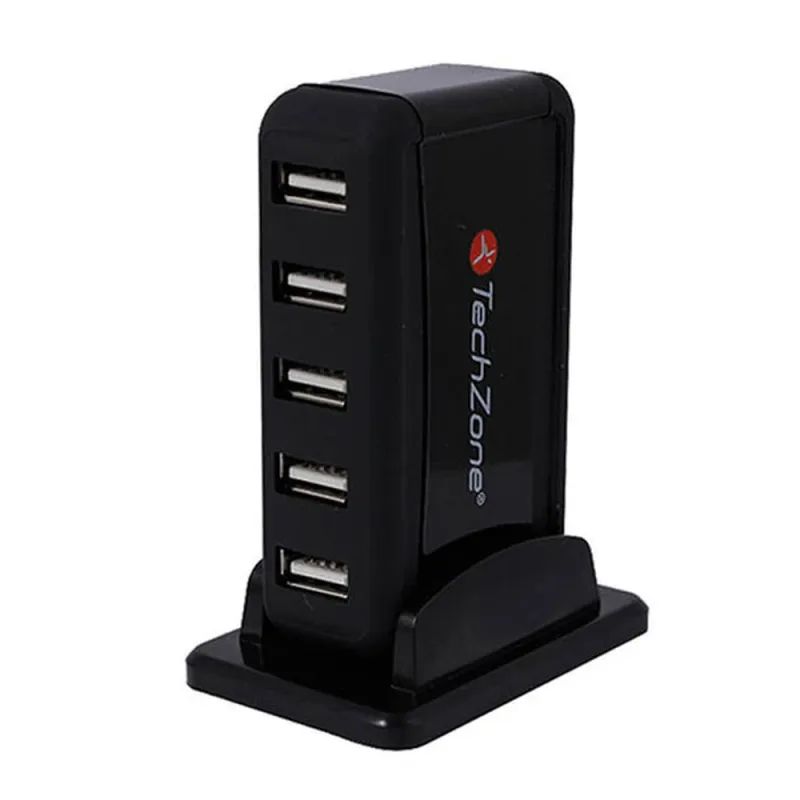 HUB TechZone TZ17HUB01 - USB - 7 Puertos - Negro - TZ17HUB01