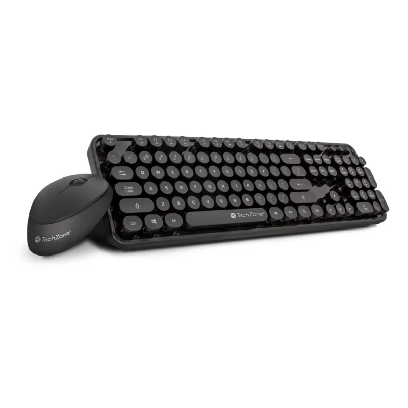 Kit de Teclado y Mouse TechZone TZ19COMB01-INA - Inalámbrico - USB - Negro - TZ19COMB01-INA