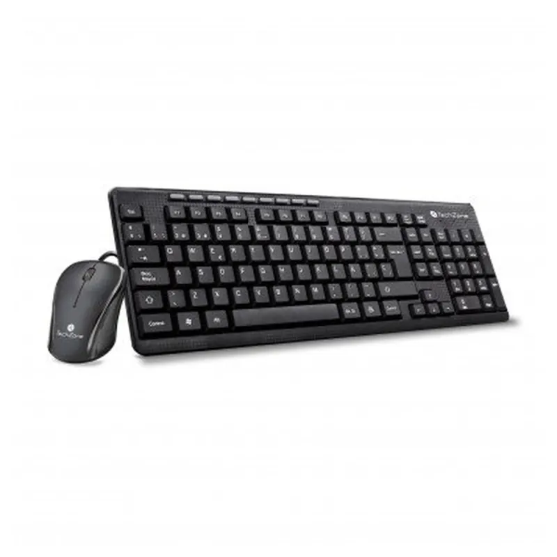 Teclado y Mouse TechZone TZ19COMB01-LA - Alámbricos - USB - Negro - TZ19COMB01-LA