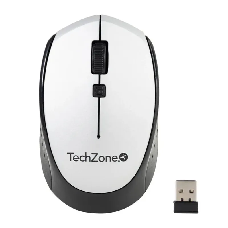 Mouse TechZone TZ19MOU01 - Inalámbrico - USB - Plata con Negro - TZ19MOU01-INAPL