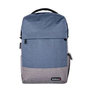 Mochila TechZone Strong - 15.6" - Gris con Azul - TZ21LBP07-B