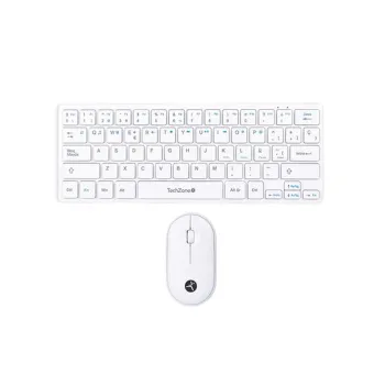 Kit Teclado y Mouse TechZone Young Pop - Inalámbrico - Blanco - TZACCBI04