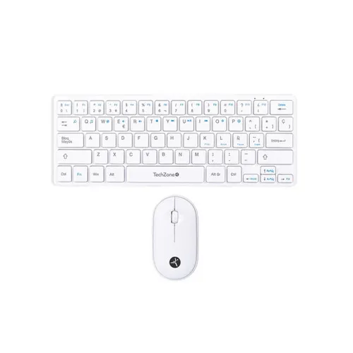 Kit Teclado y Mouse TechZone Young Pop - Inalámbrico - Blanco - TZACCBI04