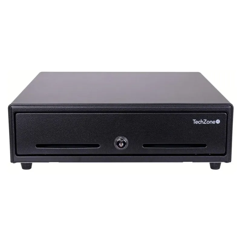 Cajón de Dinero TechZone TZBE4B8M90 - 4 Billetes - 8 Monedas - Negro - TZBE4B8M90