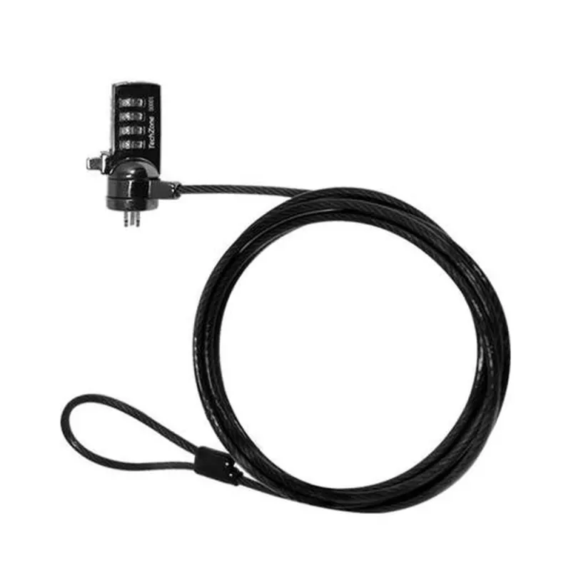 Candado TechZone TZCCL-3 - Combinación - Tipo T - 3mm x 1.8m - Para Laptop - TZCCL-3