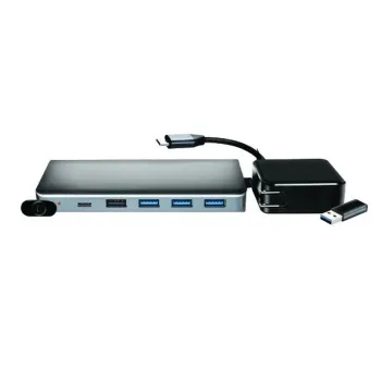 Docking Station TechZone Silvery HUB 1-A - USB - MicroSD - SD - HDMI - VGA - Bulk - TZDSC02