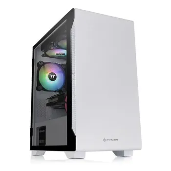 Gabinete Gamer Thermaltake S100 TG Snow Edition - Micro Torre - Micro ATX/Mini ITX - 1 Ventilador - Panel Lateral - Blanco - CA-1Q9-00S6WN-00