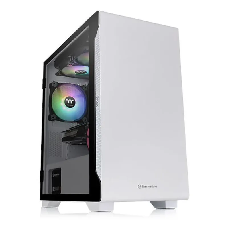 Gabinete Gamer Thermaltake S100 TG Snow Edition - Micro Torre - Micro ATX/Mini ITX - 1 Ventilador - Panel Lateral - Blanco - CA-1Q9-00S6WN-00