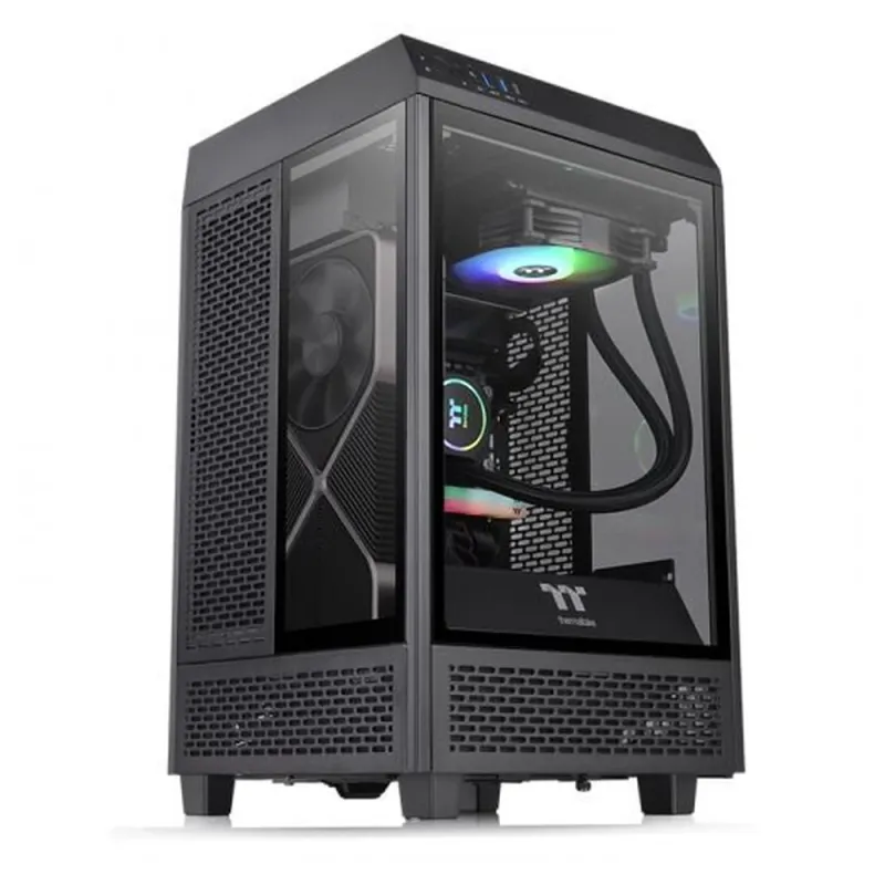 Gabinete Gamer Thermaltake Tower 100 - Mini Torre - Mini ITX - 2x Ventiladores - 3x Cristales Templados - CA-1R3-00S1WN-00