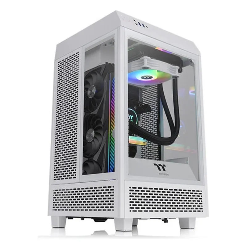 Gabinete Gamer Thermaltake The Tower 100 Snow - Mini Torre - Mini ITX - 2x Ventiladores - Panel Lateral - Blanco - CA-1R3-00S6WN-00
