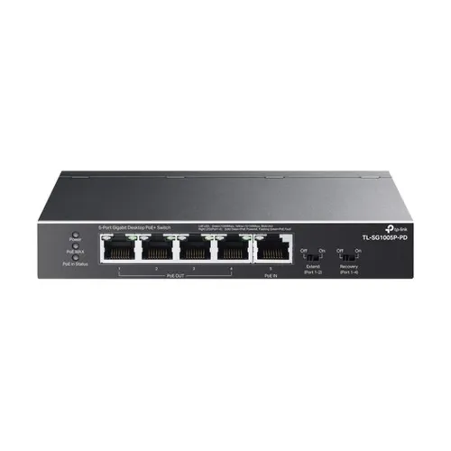 Switch Omada Smart de 5 Puertos Gigabit - 1 Puerto de Entrada PoE++ y 4 Puertos de Salida PoE+ - Para Exterior - Administración Inteligente y Resistente a la Intemperie - TL-SG1005P-PD Switch Omada Smart de 5 Puertos Gigabit - 1 Puerto de Entrada PoE++ y 4 Puertos de Salida PoE+ - Para Exterior - Administración Inteligente y Resistente a la Intemperie - TL-SG1005P-PD