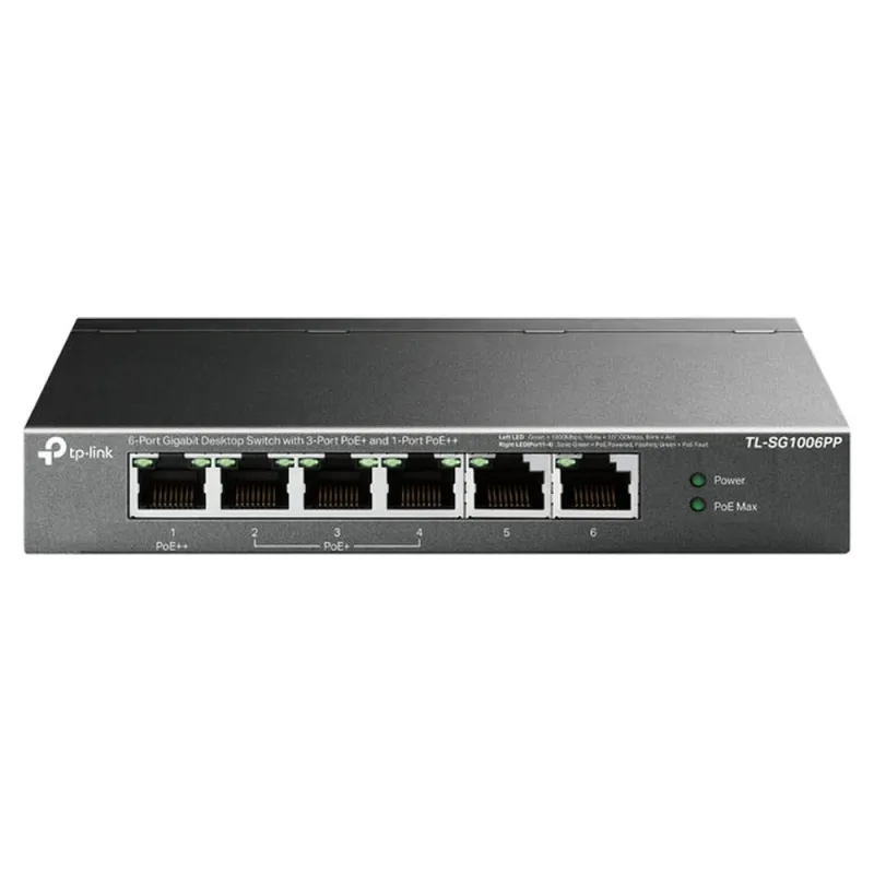 Switch TP-Link TL-SG1006PP - 6 Puertos Gigabit - PoE+  - TL-SG1006PP