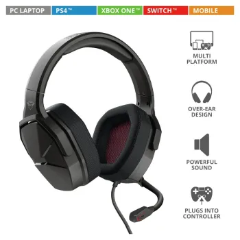 Diadema Trust GXT 4371 Ward - Alámbrico - Micrófono - Negro con Rojo - 23799