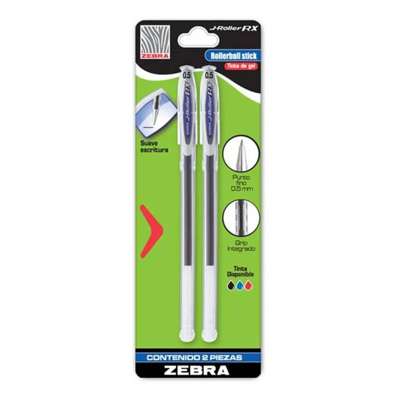 Bolígrafo Zebra J-roller Rx - Gel - Fino - 0.5mm - Negro - 12 Piezas - 8600