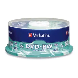 DVD-RW Verbatim - 4X - 4.7GB - Paquete de 30 Piezas - 95179 DVD-RW Verbatim - 4X - 4.7GB - Paquete de 30 Piezas - 95179