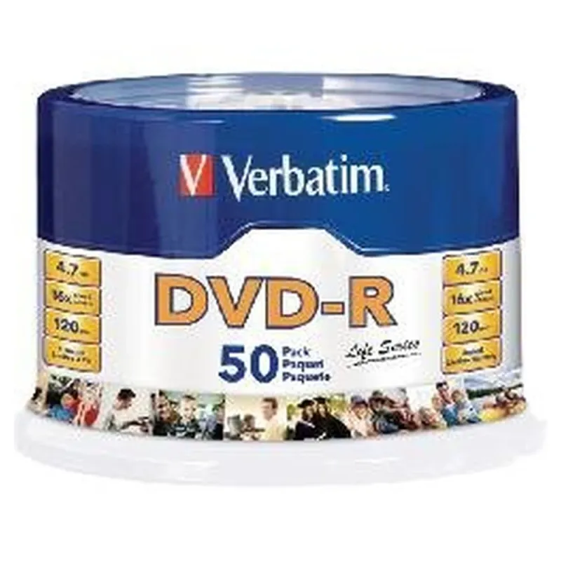 DVD-R Verbatim - 16X - 4.7GB - Paquete de 50 Piezas - 97176