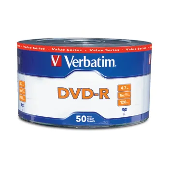DVD-R Verbatim - 16X - 4.7GB - Paquete de 50 Piezas - 97493