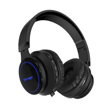 Audífonos Vorago HPB-201-LED - Inalámbrico - Bluetooth - Micrófono - Negro/Azul - HPB-201-LED